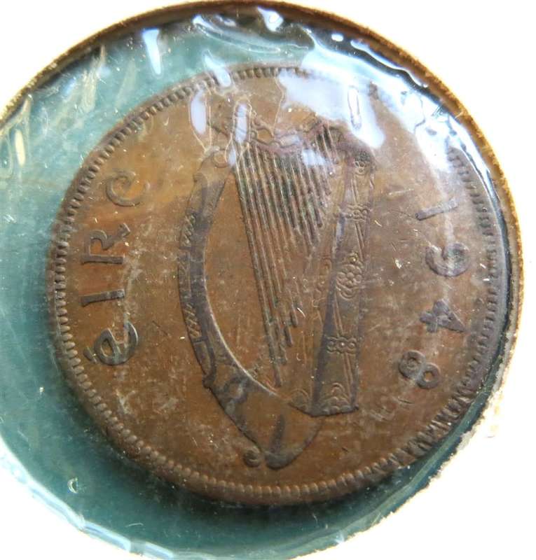 1940 & 1941 low mintage Irish Circulated Harp Penny - 1 Bid for Both