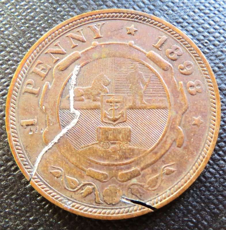 1898 ZAR Penny 1d - Interesting - Unfinished Trench Art?