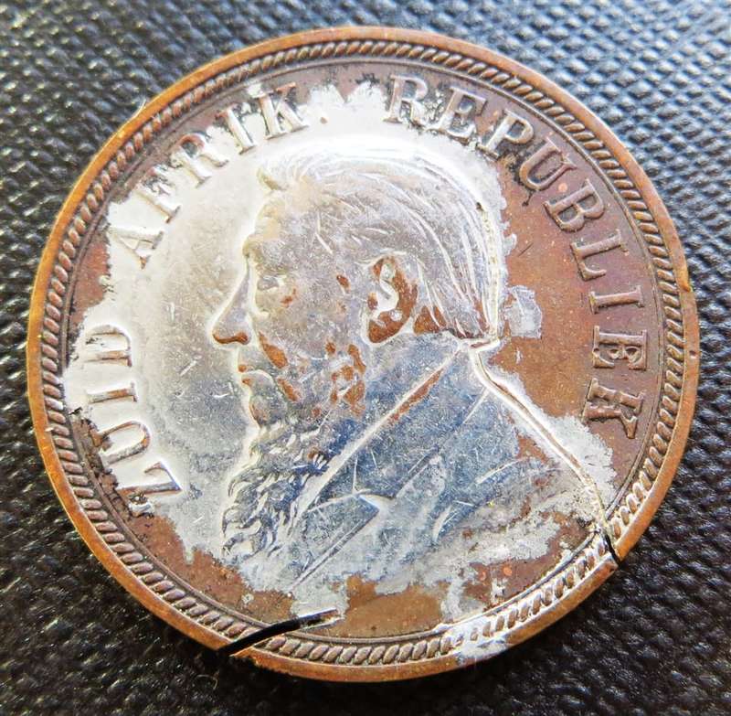 1898 ZAR Penny 1d - Interesting - Unfinished Trench Art?