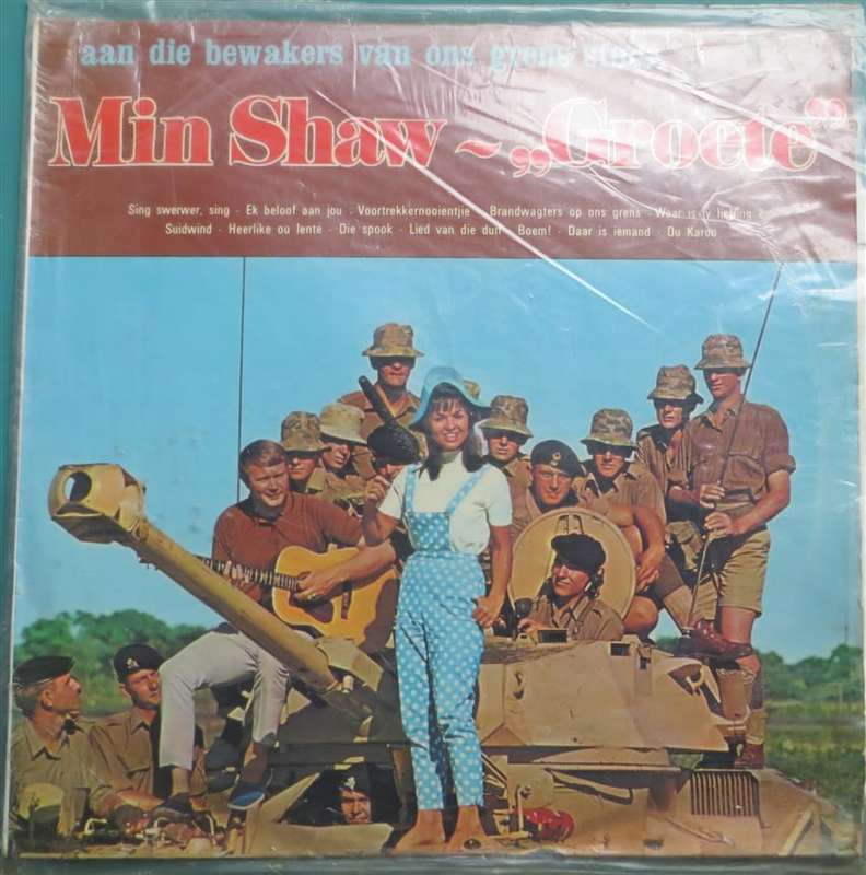Vintage Vinyl LP - Min Shaw - Groete SA Army tribute - memrobilia /record poor condition