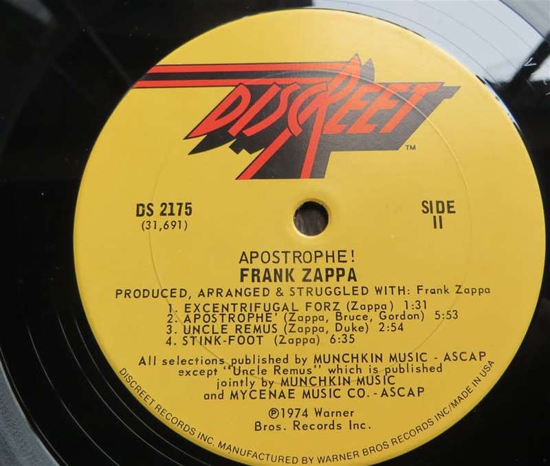 Vintage Vinyl LP - Frank Zappa - Apostrophe - VG cover/VG