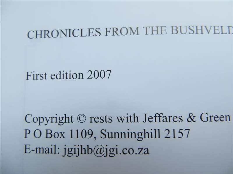 Chronicles from the Bushveld - Limited 1st Edition  274/1000