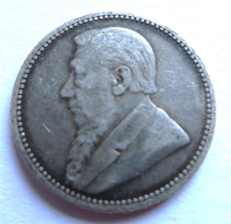 1892 ZAR Sixpence 6d Silver Coin