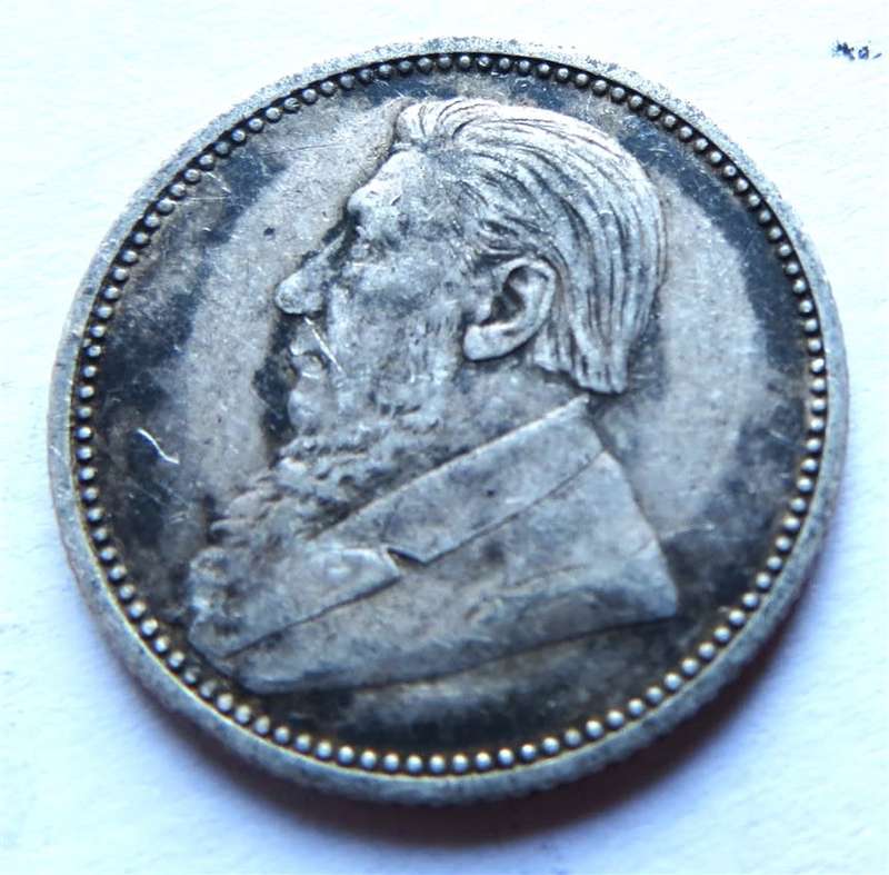 1895 ZAR Sixpence 6d Silver Coin