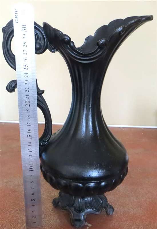 Large Ornate Italian Blackened Pewter Jug/Pitcher +-300mm high