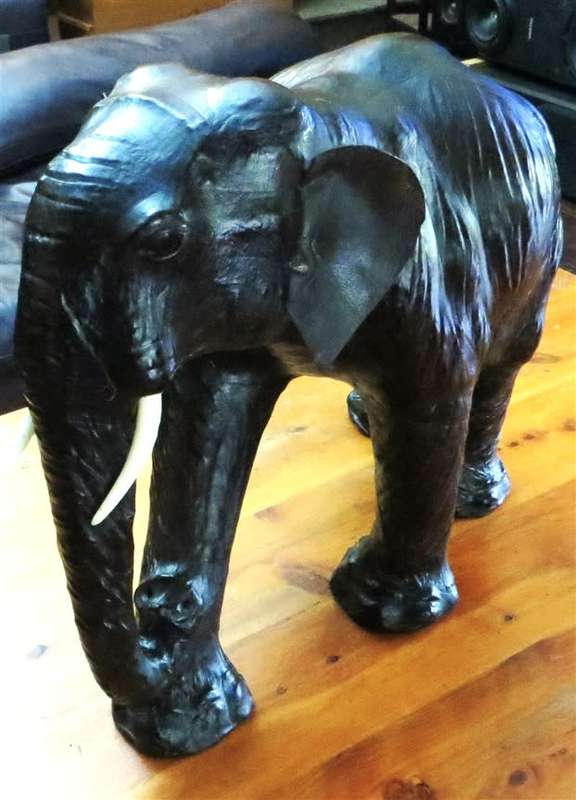 Vintage Large Leather Elephant Sculpture Good Condition 500mm(h) x 650mm(l) x 240mm(w)