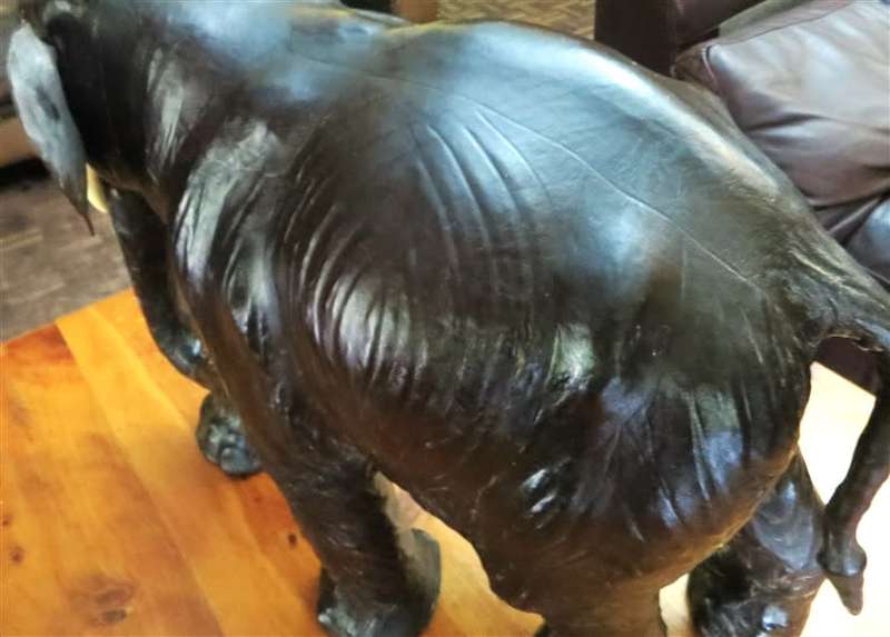 Vintage Large Leather Elephant Sculpture Good Condition 500mm(h) x 650mm(l) x 240mm(w)