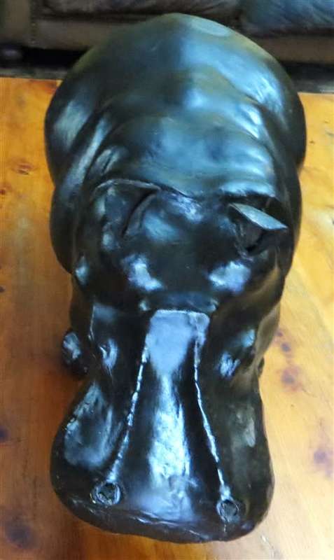 Vintage Large Leather Hippo Sculpture - Good Condition 320mm(h) x 550mm(l) x 260mm(w)