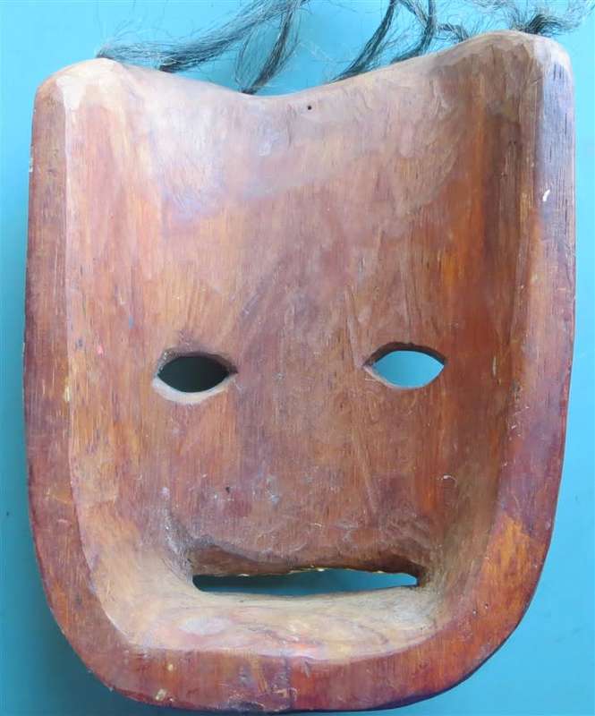 Hawaii / Pacific Islanders Carved Coloured Wood Mask +-300mm x 190mm