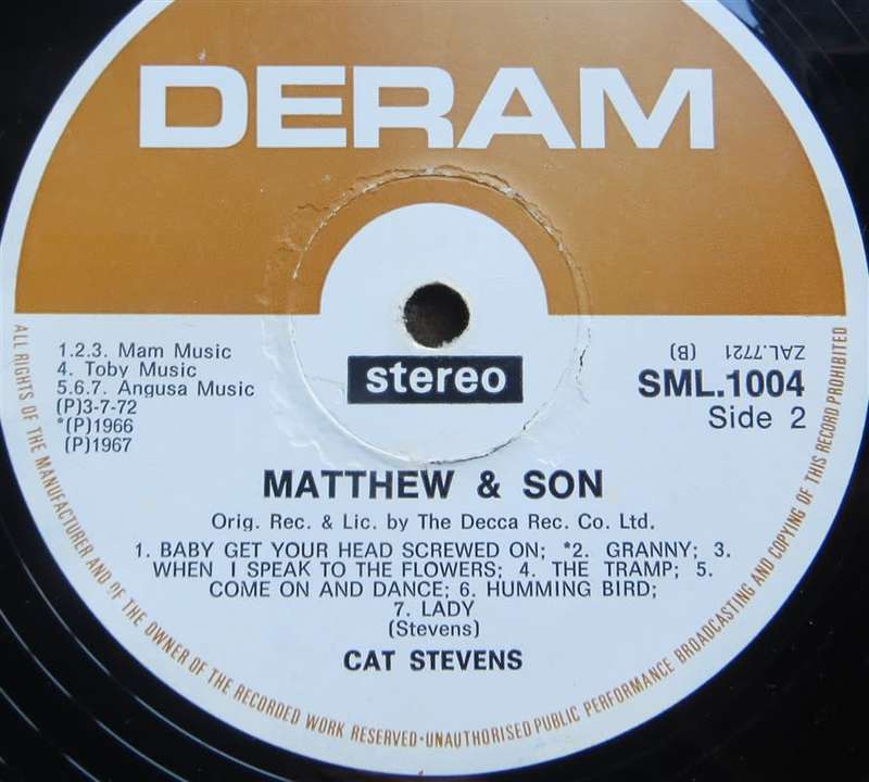 Vintage Vinyl LP - Cat Stevens - Matthew & Son - Cover VG/Vinyl VG+