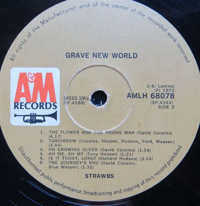 Vintage Vinyl LP - The Strawbs - Grave New World - Cover VG- / Vinyl VG