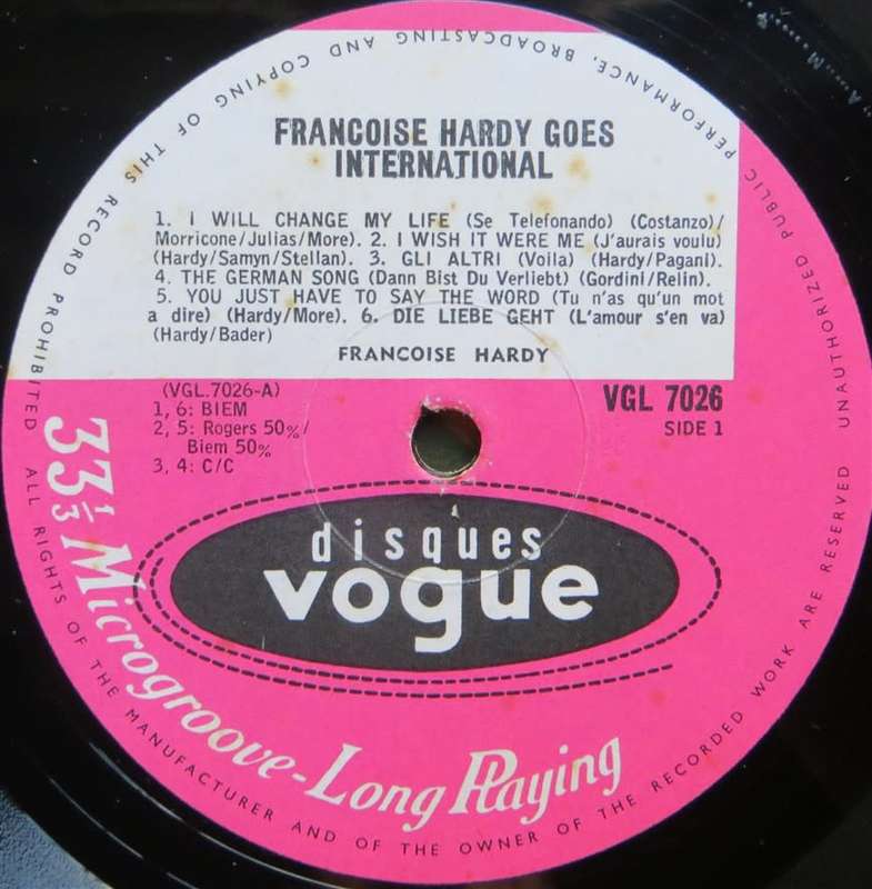 Vintage Vinyl LP - Francois Hardy - Goes International - Cover VG / Vinyl VG+