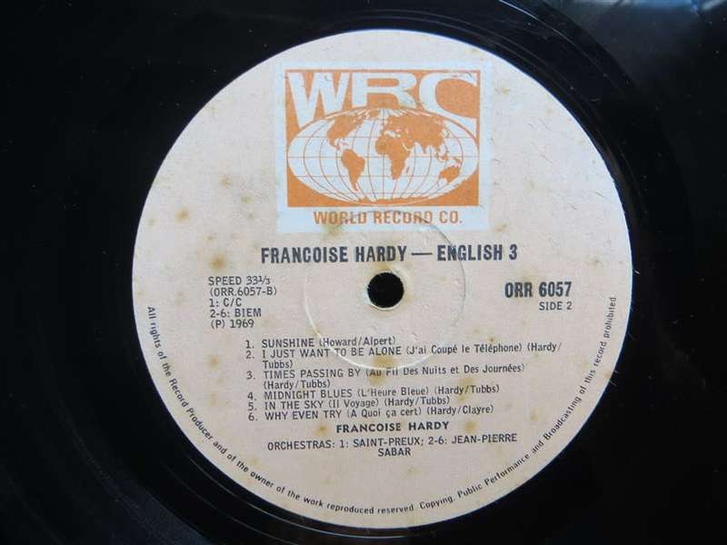 Vintage Vinyl LP - Francois Hardy - English 3 - Cover VG / Vinyl VG+