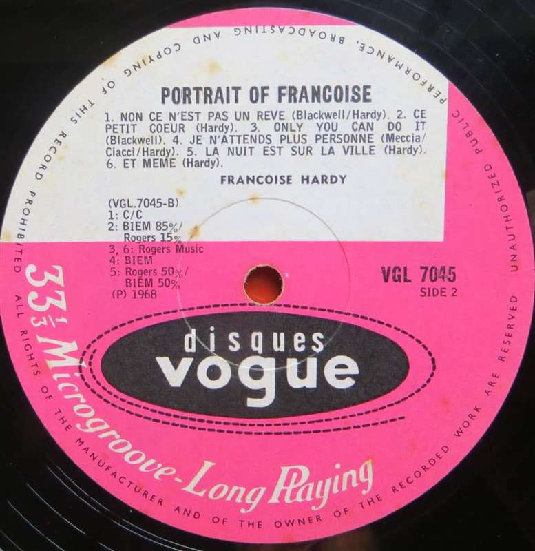 Vintage Vinyl LP - Portrait of Francois Hardy - Cover VG / Vinyl VG+
