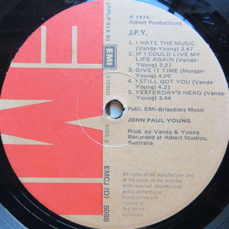 Vintage Vinyl LP - John Paul Young J.P.Y Cover VG / Vinyl VG
