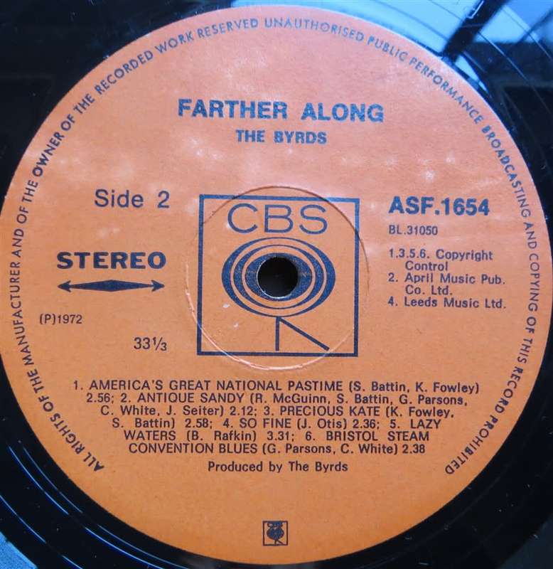 Vintage Vinyl LP - The Byrds - Farther Along - Cover VG- / Vinyl VG+