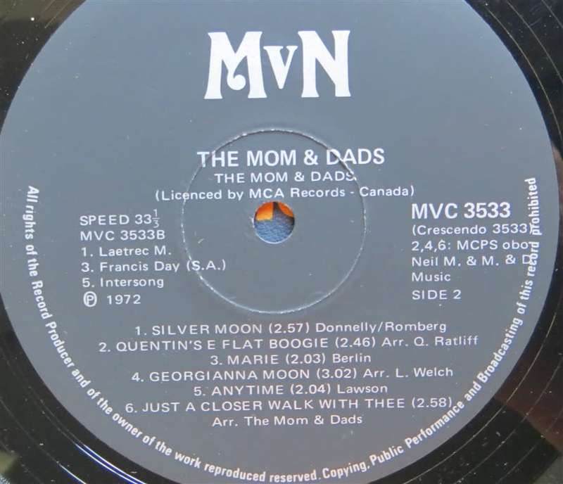 Vintage Vinyl LP - The Mom & Dads - The Rangers Waltz - Cover VG+ / Vinyl VG