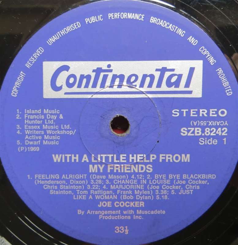 Vintage Vinyl LP - Joe Cocker - With a little help from my friends - Cover VG+/ Vinyl VG+