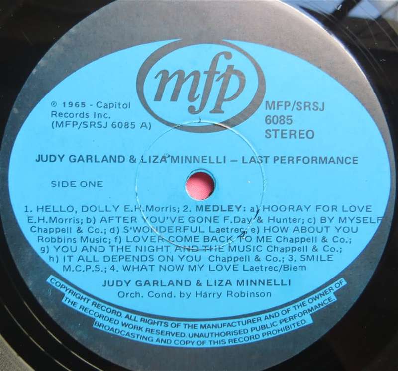 Vintage Vinyl LP - Liza Minnelli & Judy Garland - Last Performance - Cover VG/ Vinyl VG