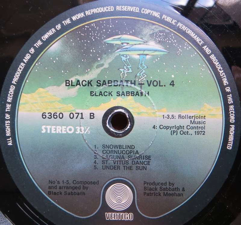 Vintage Vinyl LP - Black Sabbath Vol.4 - Generic CNA Cover / Vinyl VG