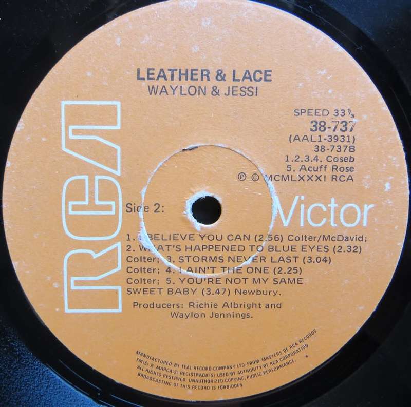 Vintage Vinyl LP - Waylon & Jessi - Leather & Lace - Cover VG / Vinyl VG