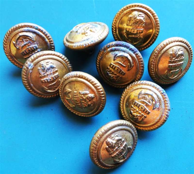 8 X SA Navy Buttons - Lion over Anchor - 1 Bid for All