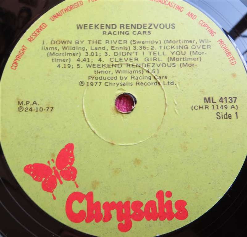 Vintage Vinyl - Racings Cars - Weekend Rendezvouz Cover VG / Vinyl VG
