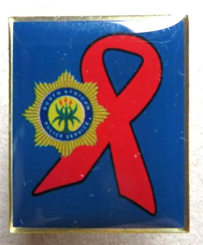 SAPS Police AIDS Support Ribbon Pin Badge