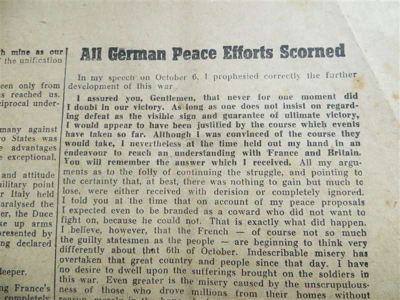 WW2 Original Germany Propaganda Plane Drop - Hitler`s Last Appeal to Reason - Rare Item