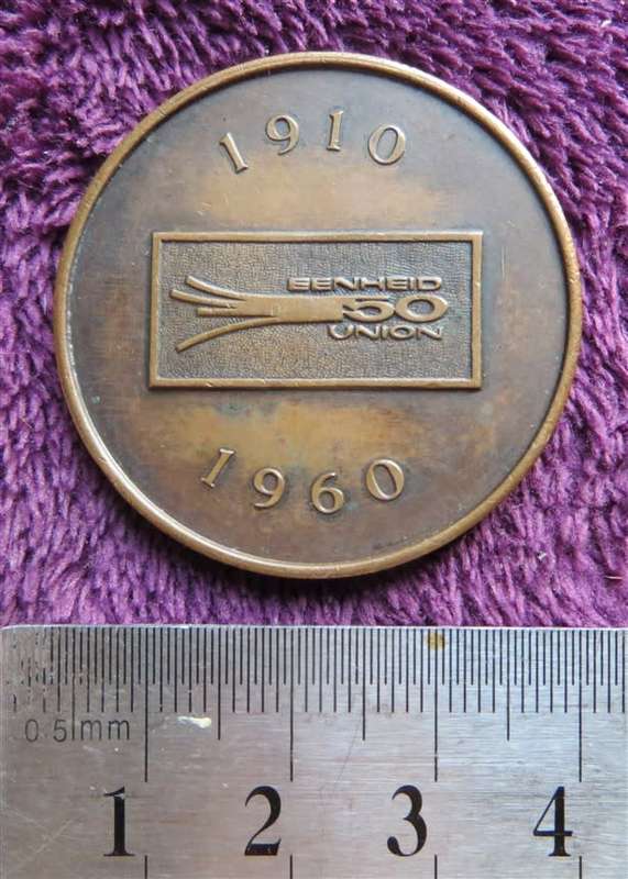 1910-1960 Union 50 Years - Vereeniging Medallion
