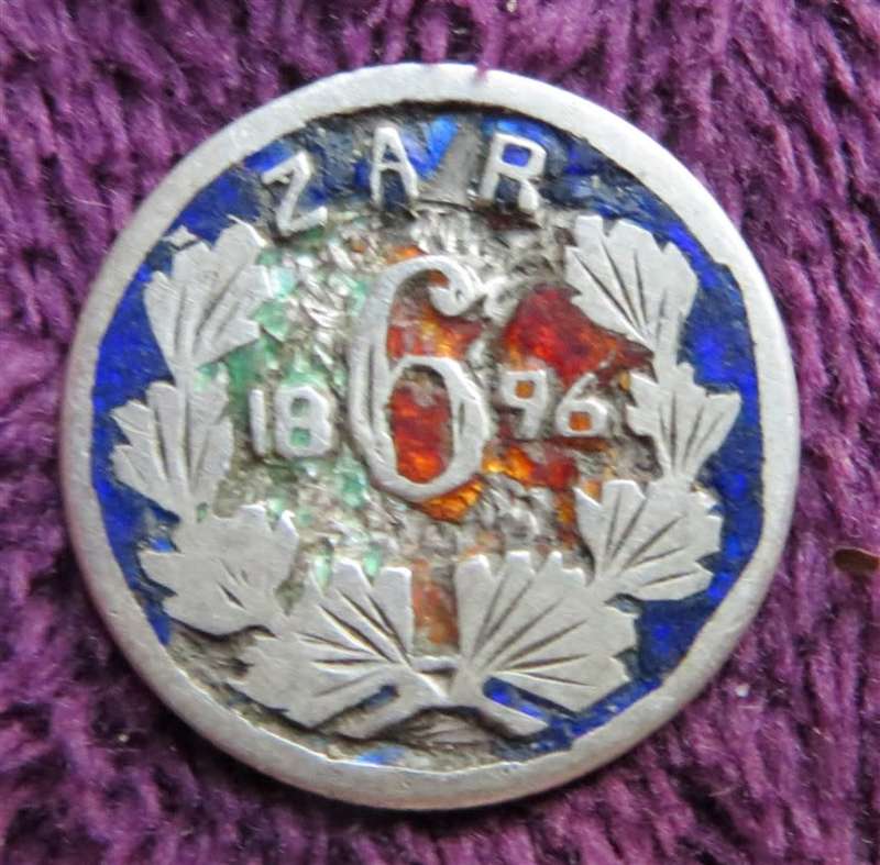 1896 ZAR 6d Enamelled Trench art Coin
