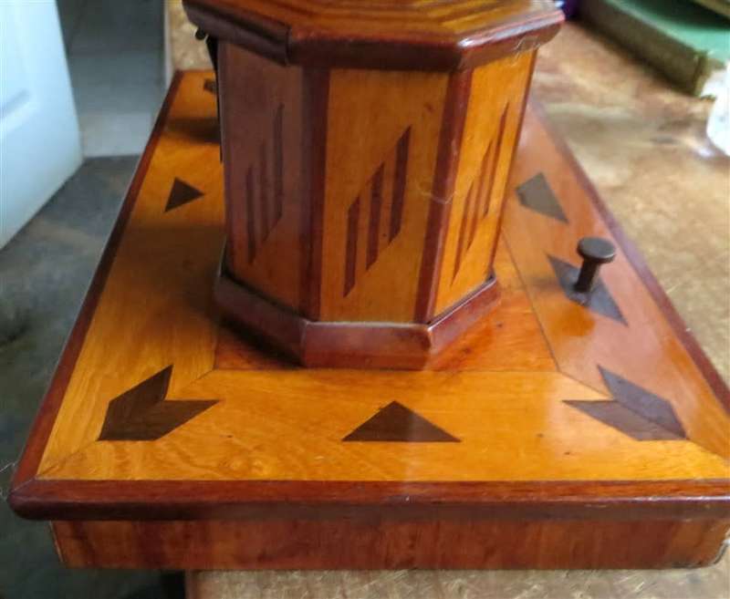 Wood Inlaid veneer Desktop Smoking Station - Push Button flip top