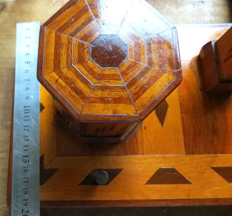 Wood Inlaid veneer Desktop Smoking Station - Push Button flip top