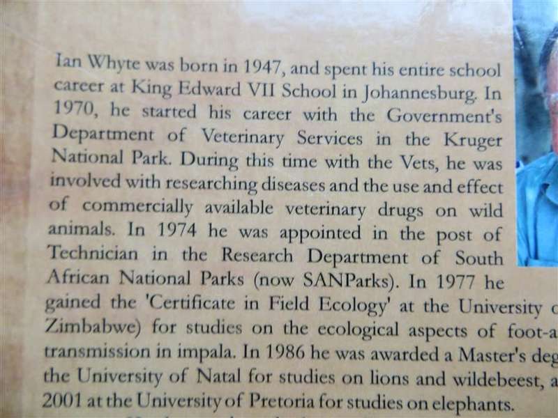 Living the Wild Life - Signed & Inscribed by Author - Ian Whyte Kruger Park Researcher