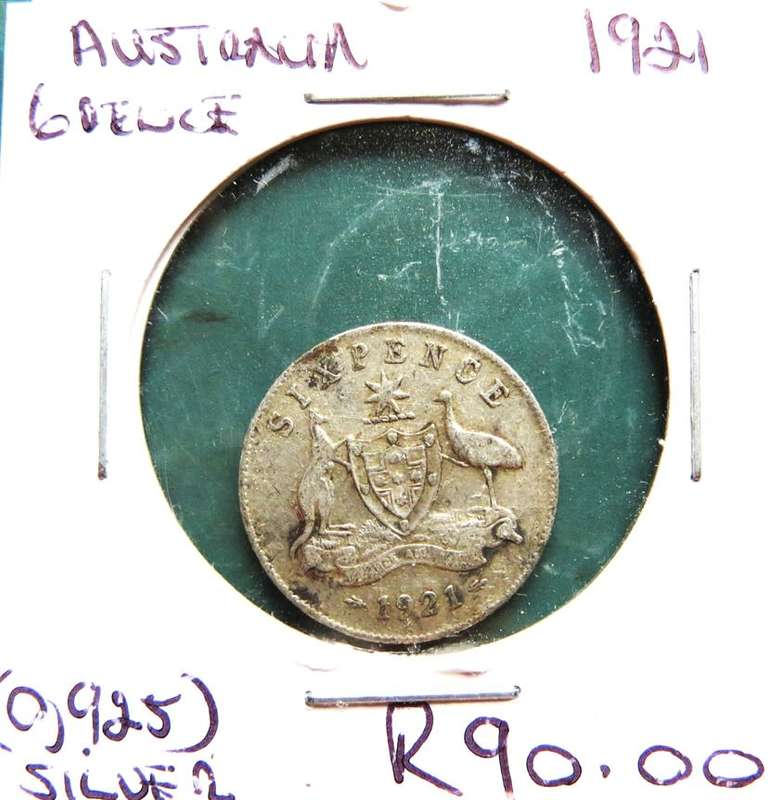 1921 Australia SILVER Sixpence 6d