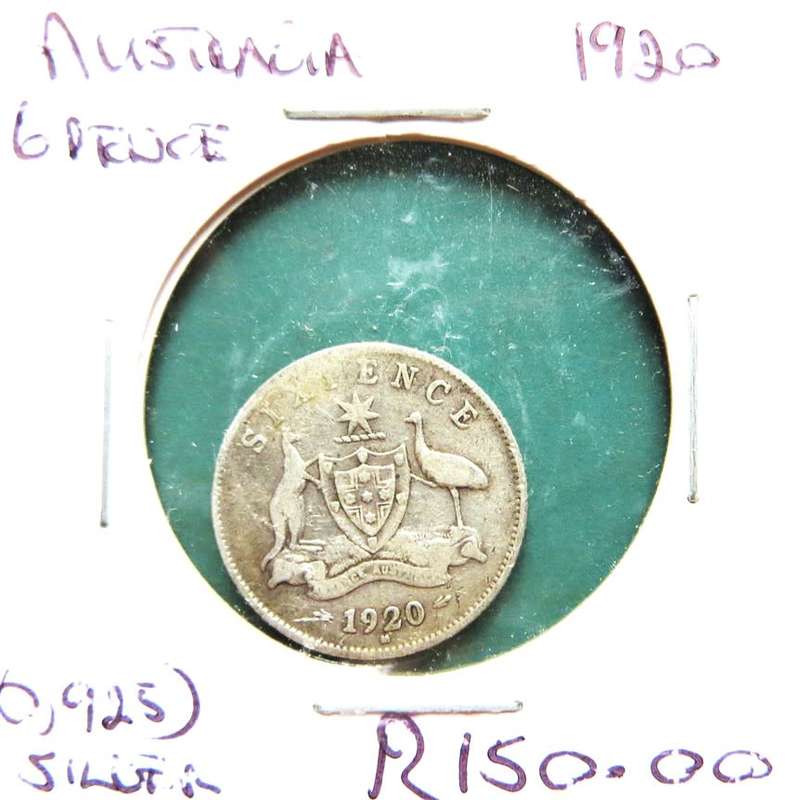 1920 Australia SILVER Sixpence 6d