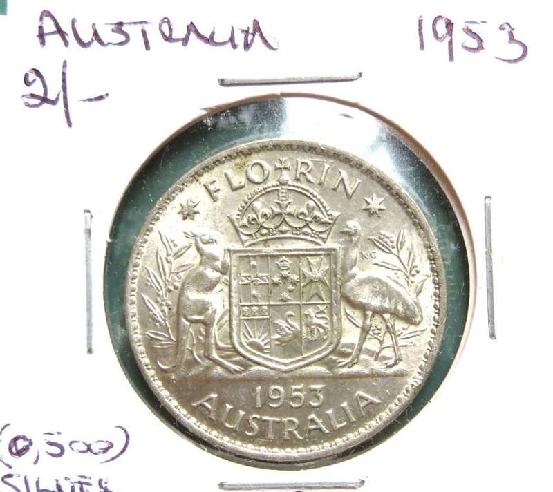 1953 Australia Silver 2 Shillings Florin - Condition