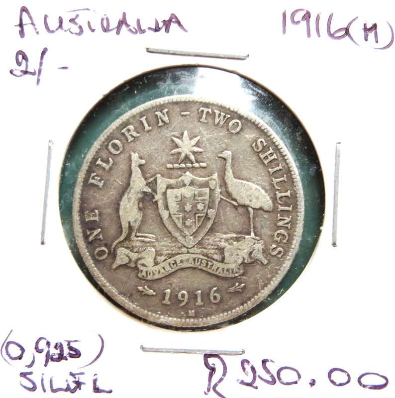 1916 Australia .925 Silver 2 Shillings Florin