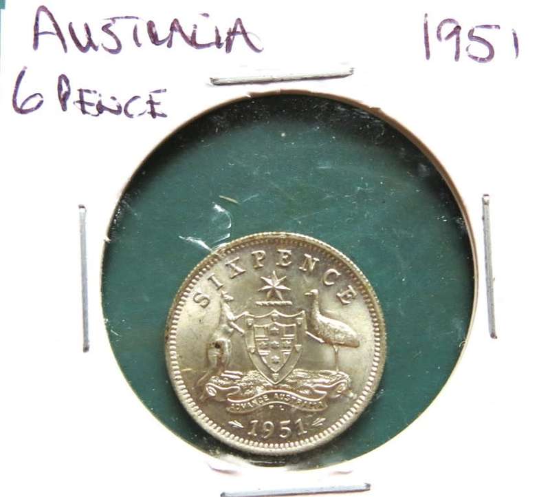 1951 Australia SILVER Sixpence 6d