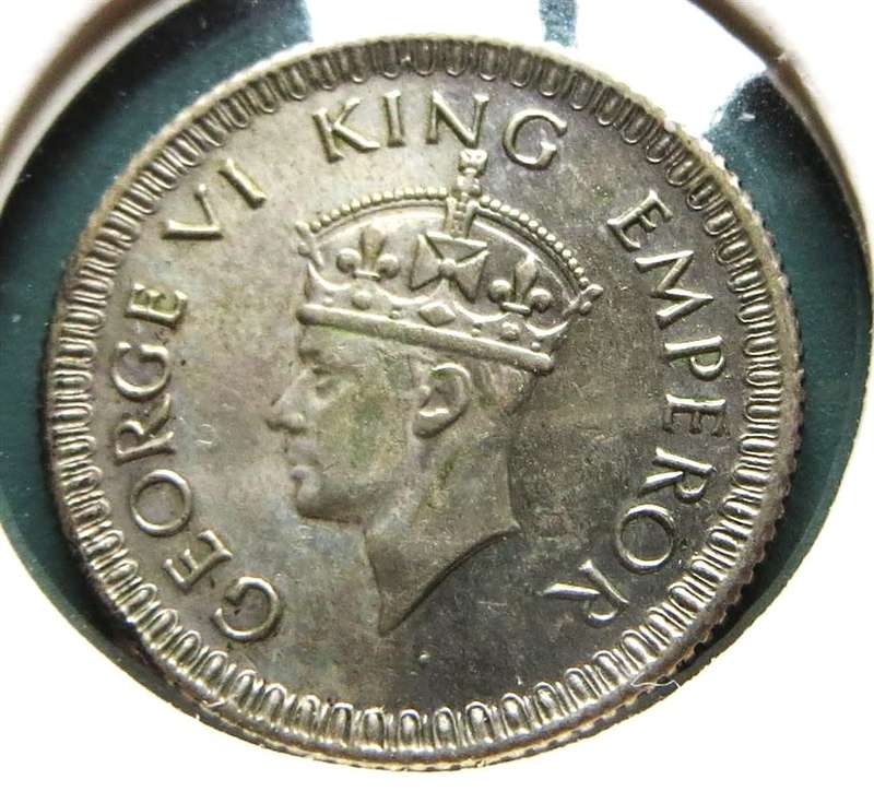 1943 British India Quarter Rupee SILVER