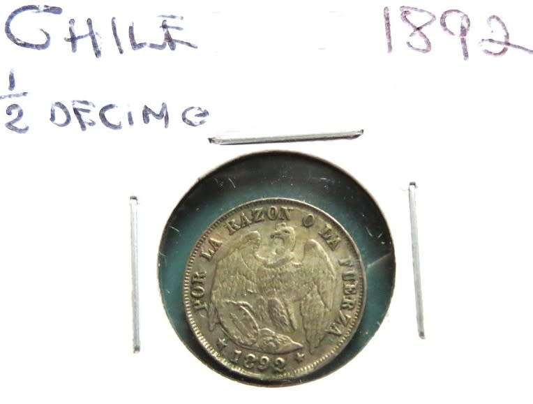 1892 Chile 1/2 Decimo SILVER