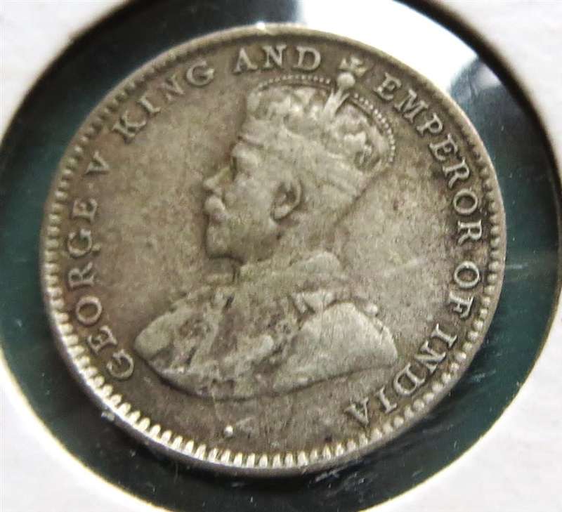 1925 Ceylon SILVER 10 Cents