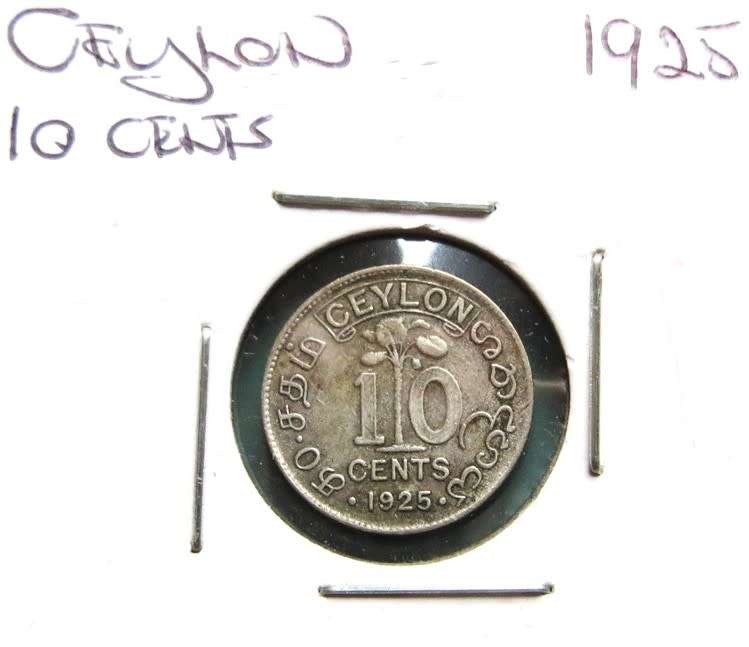 1925 Ceylon SILVER 10 Cents
