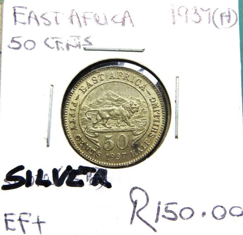 1937 East Africa 50 Cents SILVER