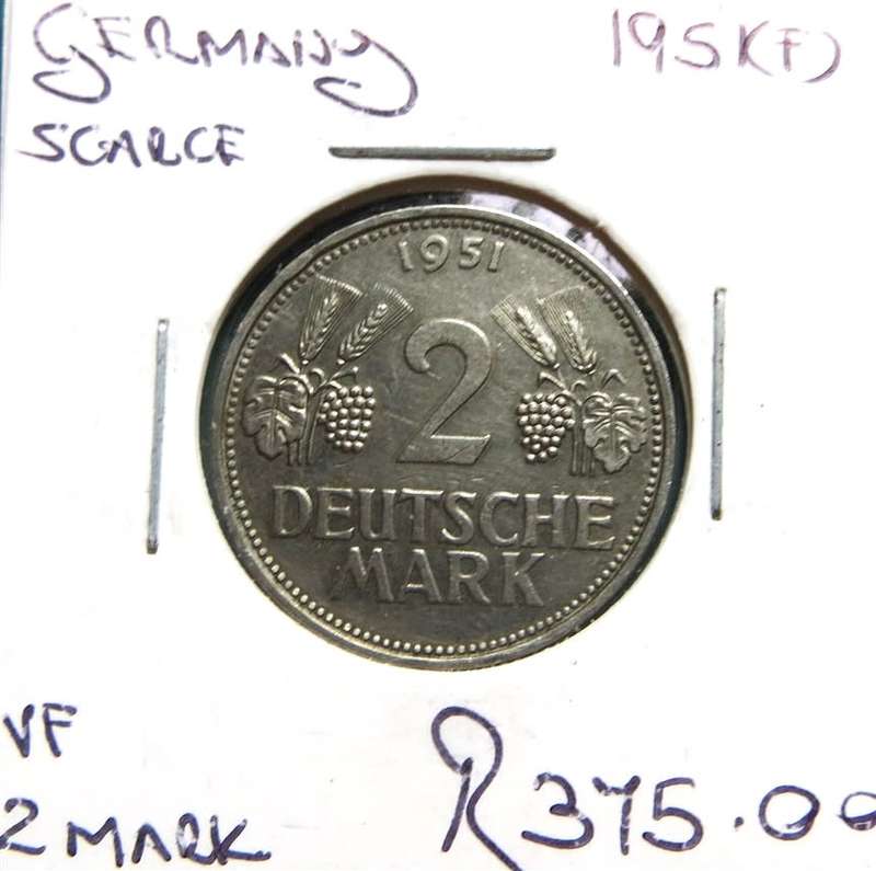 1951(F) Germany 2 Deutsche Marks SCARCE