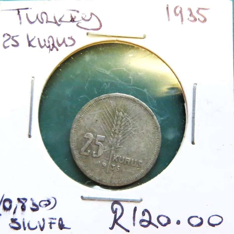 1935 Turkey SILVER 25 Kurus