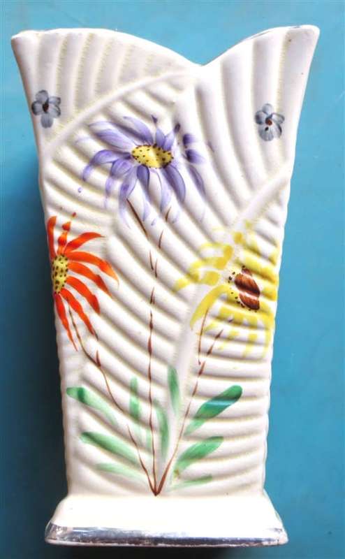 Vintage Floral Asian Hand painted Vase 220mm (h) Base chipped
