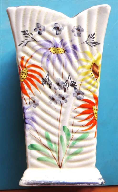 Vintage Floral Asian Hand painted Vase 220mm (h) Base chipped