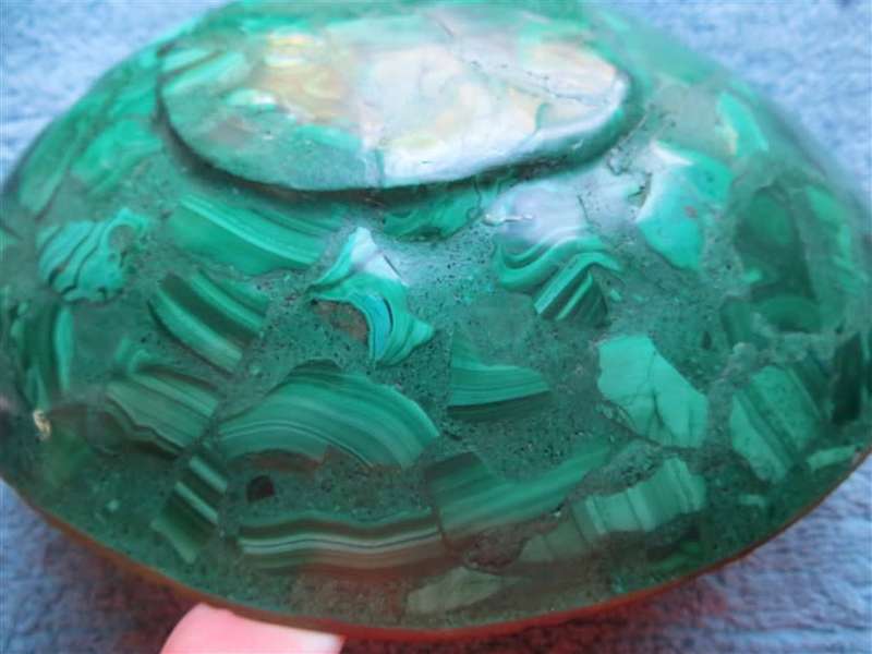 Vintage Malachite Bowl with Brass Trim - 200mm x 170mm