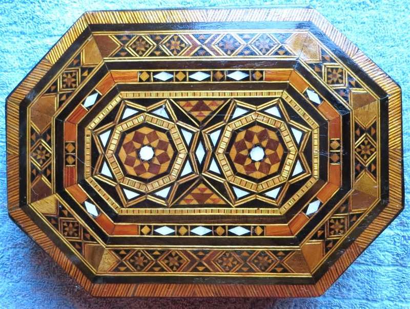 Vintage Wood Inlay Marquetry Wood Box